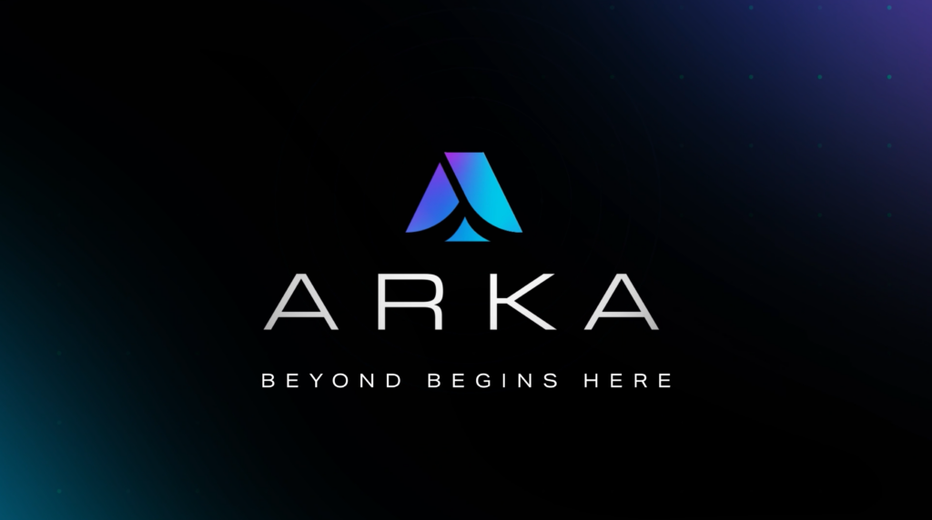 ARKA logo on a gradient background with the text beyond begins here under it