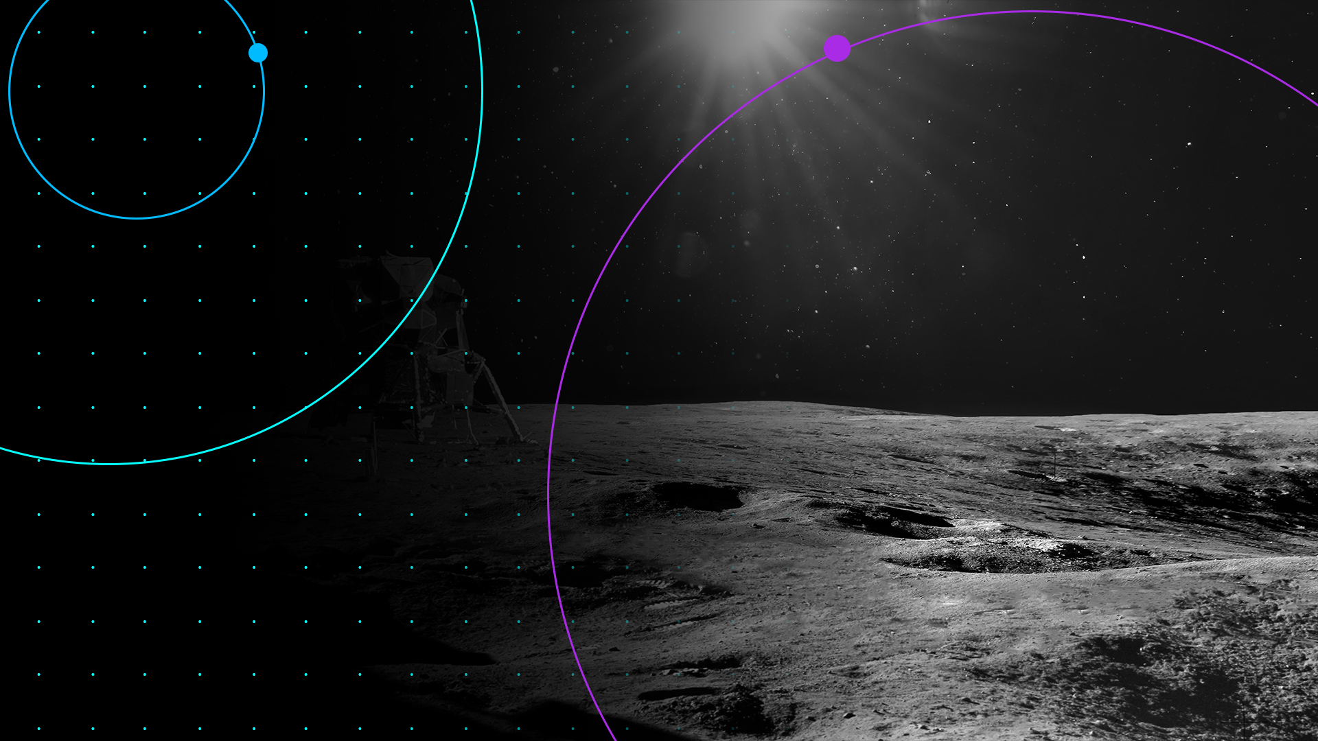 moon image with gradient dots and orbitals