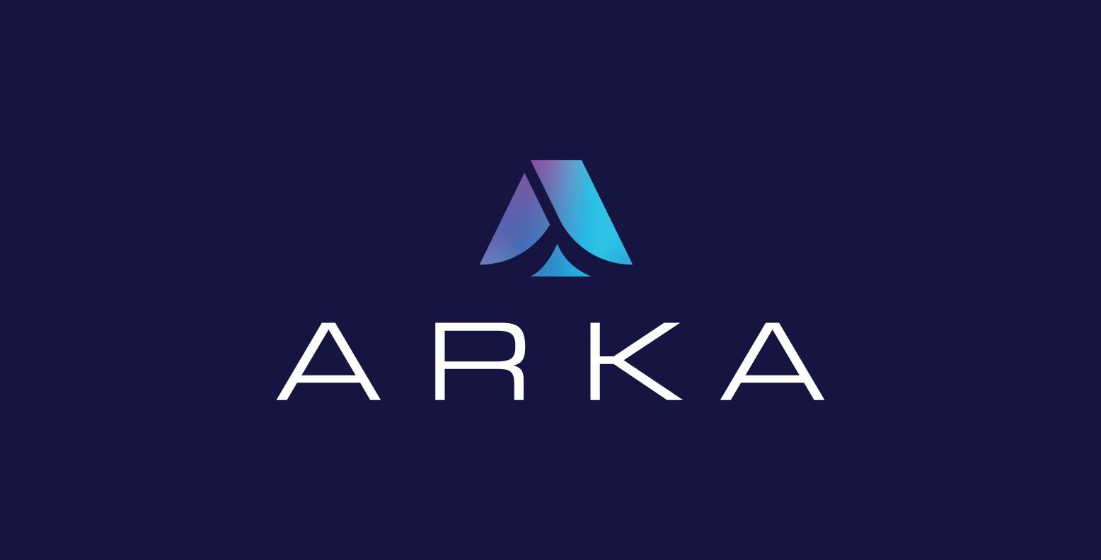 Full color ARKA logo on navy blue background